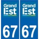 67 Bas-Rhin autocollant plaque immatriculation auto département sticker Grand-Est nouveau logo