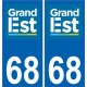 68 Haut-Rhin autocollant plaque immatriculation auto département sticker Grand-Est nouveau logo 2