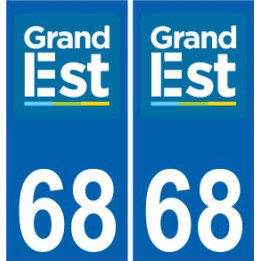68 Haut-Rhin autocollant plaque immatriculation auto département sticker Grand-Est nouveau logo 2