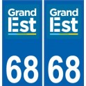 68 Haut-Rhin autocollant plaque immatriculation auto département sticker Grand-Est nouveau logo 2