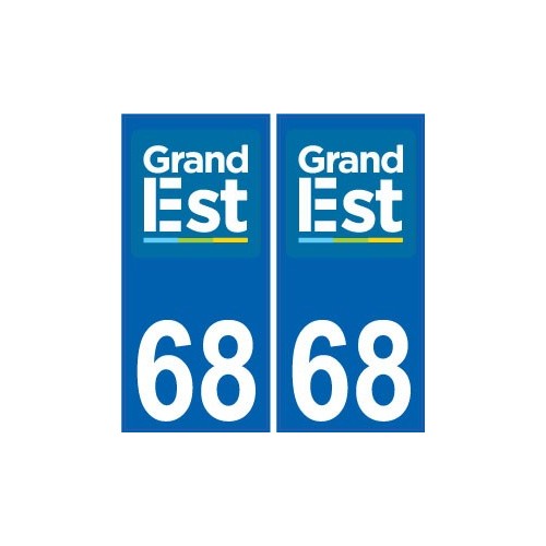 68 Haut-Rhin autocollant plaque immatriculation auto département sticker Grand-Est nouveau logo 2