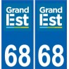 68 Haut-Rhin autocollant plaque immatriculation auto département sticker Grand-Est nouveau logo 2