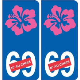 autocollant plaque hibiscus personnalisable