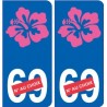 autocollant plaque hibiscus personnalisable