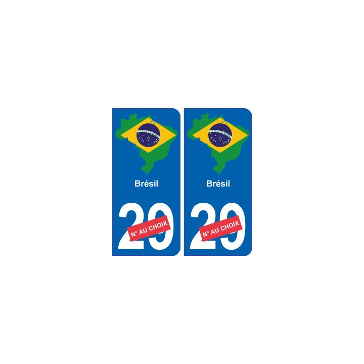 Brésil carte drapeau autocollant sticker plaque immatriculation