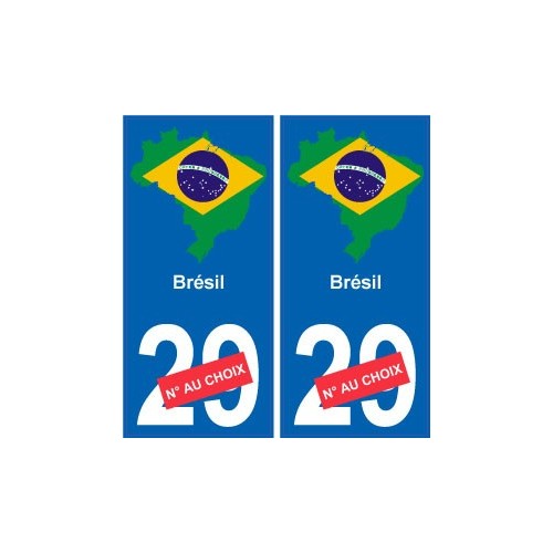Brésil carte drapeau autocollant sticker plaque immatriculation