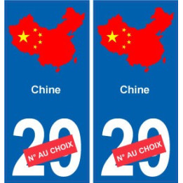 Chine carte drapeau autocollant sticker plaque immatriculation