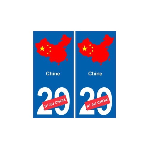 Chine carte drapeau autocollant sticker plaque immatriculation