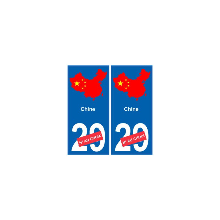 Chine carte drapeau autocollant sticker plaque immatriculation