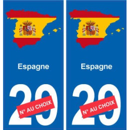 Espagne carte drapeau autocollant sticker plaque immatriculation