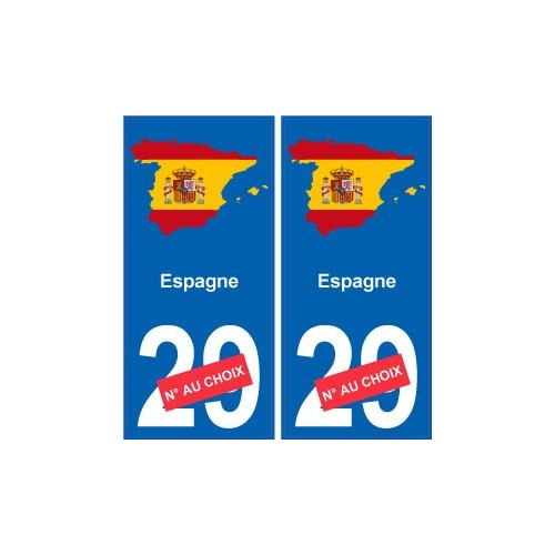 Espagne carte drapeau autocollant sticker plaque immatriculation