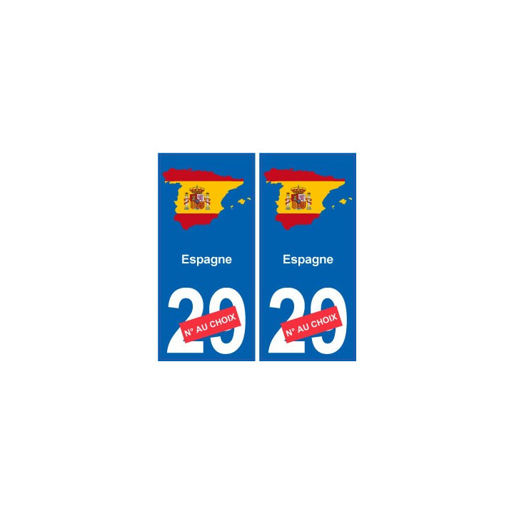 Espagne carte drapeau autocollant sticker plaque immatriculation