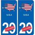 Etats-Unis carte drapeau autocollant sticker plaque immatriculation