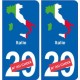 Italie carte drapeau autocollant sticker plaque immatriculation