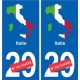 Italie carte drapeau autocollant sticker plaque immatriculation