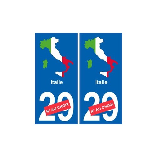 Italie carte drapeau autocollant sticker plaque immatriculation