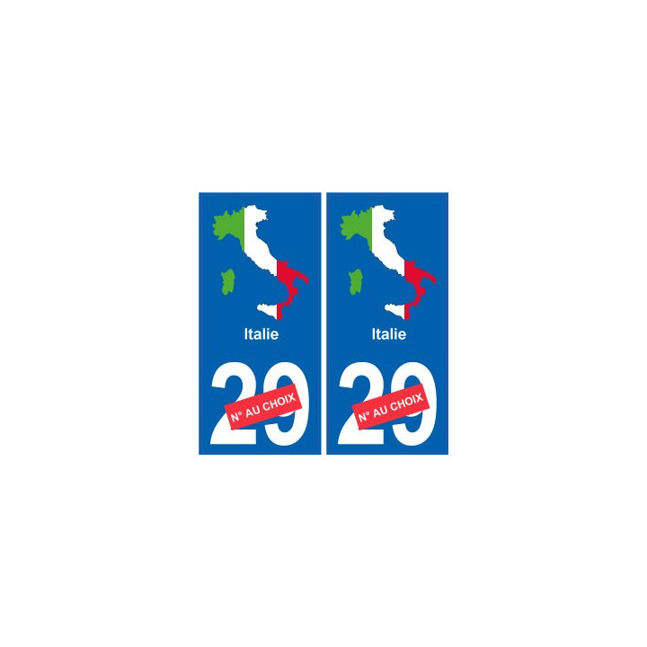 Italie carte drapeau autocollant sticker plaque immatriculation