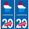 Luxembourg carte drapeau autocollant sticker plaque immatriculation