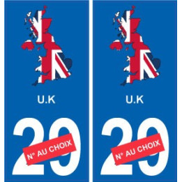Royaume-Unis carte drapeau autocollant sticker plaque immatriculation