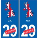 Royaume-Unis carte drapeau autocollant sticker plaque immatriculation