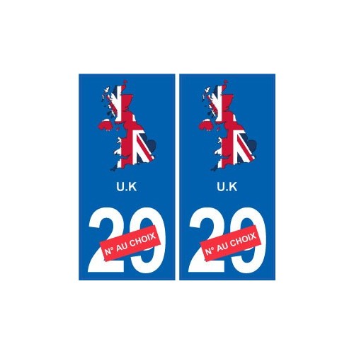 Royaume-Unis carte drapeau autocollant sticker plaque immatriculation