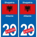 Albanie Shqipëri sticker numéro département au choix autocollant plaque immatriculation auto