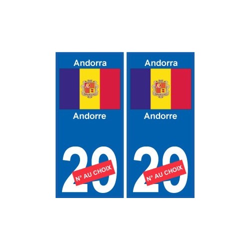 Andorre Andorra sticker numéro département au choix autocollant plaque immatriculation auto