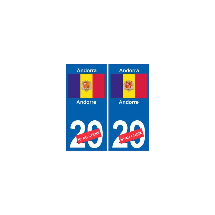 Andorre Andorra sticker numéro département au choix autocollant plaque immatriculation auto