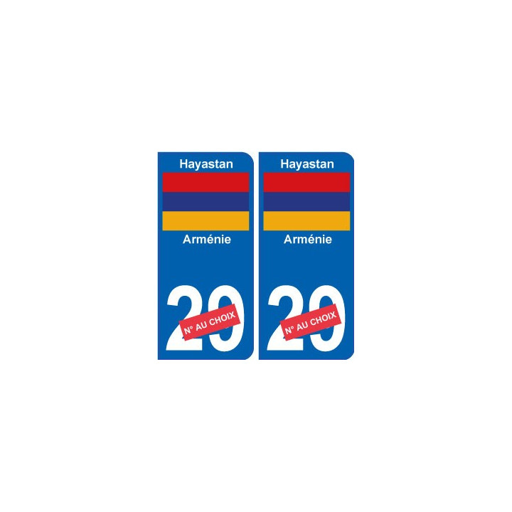Arménie Hayastan sticker numéro département au choix autocollant plaque immatriculation auto