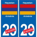 Arménie Hayastan sticker numéro département au choix autocollant plaque immatriculation auto