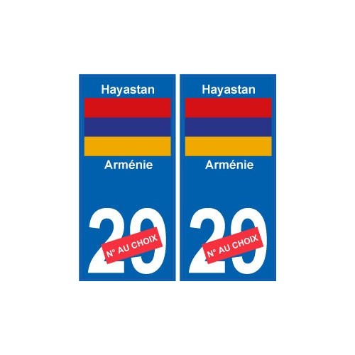 Arménie Hayastan sticker numéro département au choix autocollant plaque immatriculation auto