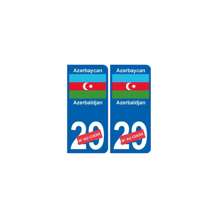 Azerbaïdjan Azǝrbaycan sticker numéro département au choix autocollant plaque immatriculation auto