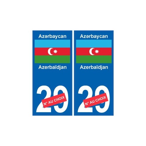 Azerbaïdjan Azǝrbaycan sticker numéro département au choix autocollant plaque immatriculation auto