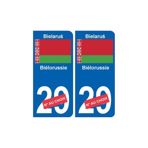 Biélorussie Bielaruś sticker numéro département au choix autocollant plaque immatriculation auto