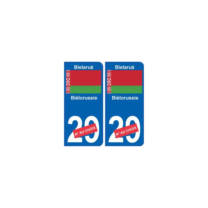 Biélorussie Bielaruś sticker numéro département au choix autocollant plaque immatriculation auto