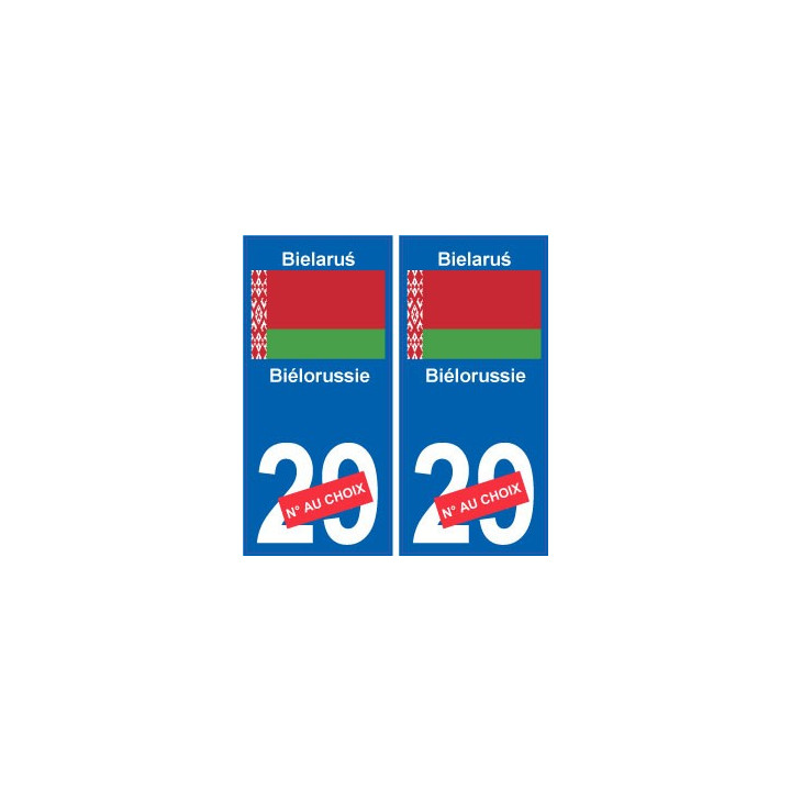 Biélorussie Bielaruś sticker numéro département au choix autocollant plaque immatriculation auto