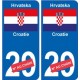 Croatie Hrvatska sticker numéro département au choix autocollant plaque immatriculation auto