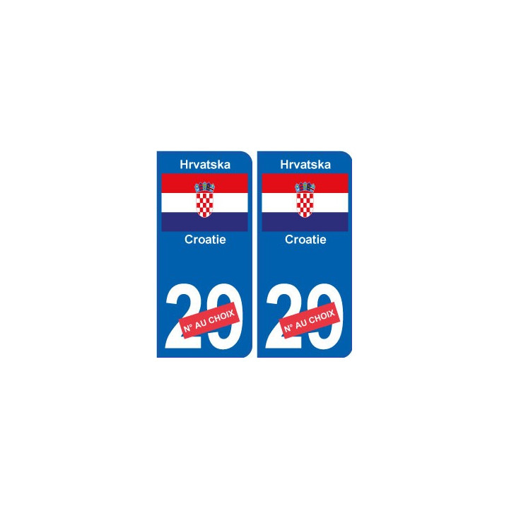 Croatie Hrvatska sticker numéro département au choix autocollant plaque immatriculation auto