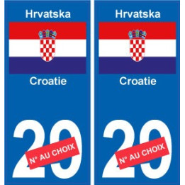 Croatie Hrvatska sticker numéro département au choix autocollant plaque immatriculation auto