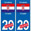 Croatie Hrvatska sticker numéro département au choix autocollant plaque immatriculation auto