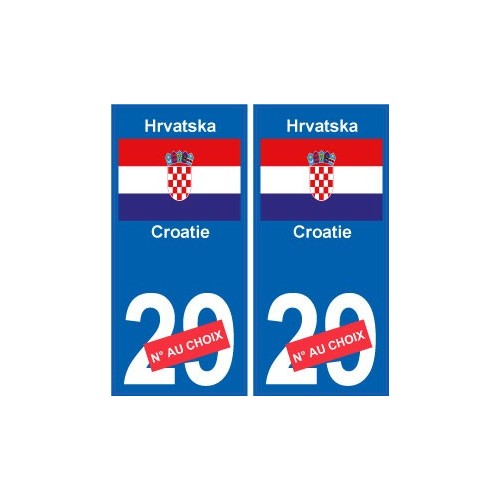 Croatie Hrvatska sticker numéro département au choix autocollant plaque immatriculation auto