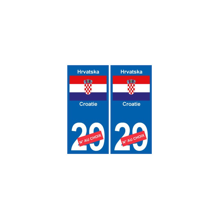 Croatie Hrvatska sticker numéro département au choix autocollant plaque immatriculation auto