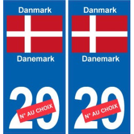 Danemark Danmark sticker numéro département au choix autocollant plaque immatriculation auto