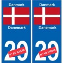 Danemark Danmark sticker numéro département au choix autocollant plaque immatriculation auto