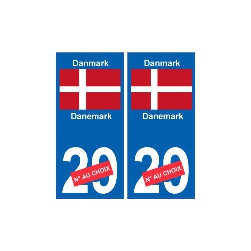 Danemark Danmark sticker numéro département au choix autocollant plaque immatriculation auto
