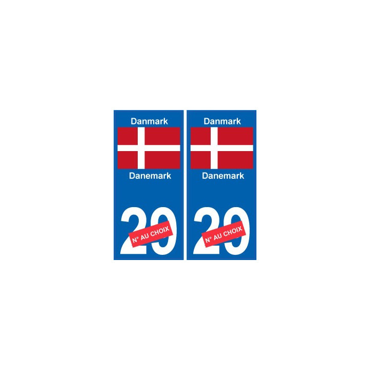 Danemark Danmark sticker numéro département au choix autocollant plaque immatriculation auto