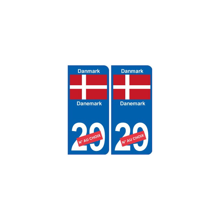 Danemark Danmark sticker numéro département au choix autocollant plaque immatriculation auto