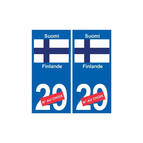 Finlande Suomi sticker numéro département au choix autocollant plaque immatriculation auto