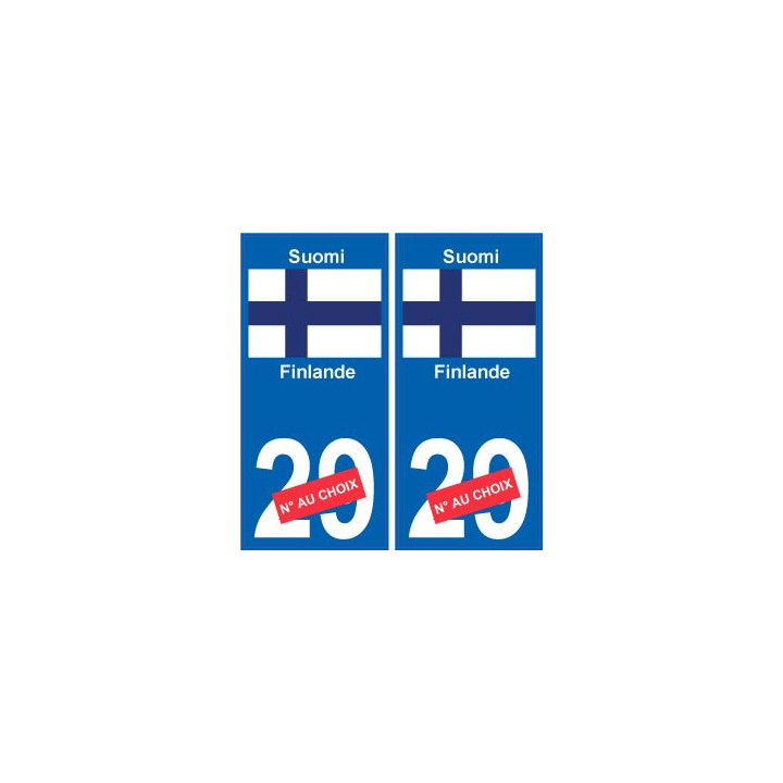 Finlande Suomi sticker numéro département au choix autocollant plaque immatriculation auto