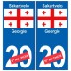 Géorgie Sakartvelo sticker numéro département au choix autocollant plaque immatriculation auto